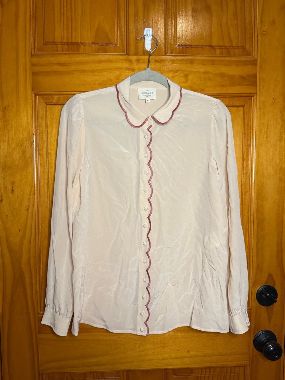 Sézane Chemise Fanny Silk Button Up Blouse in Nude Size FR 36 / US 4 / S